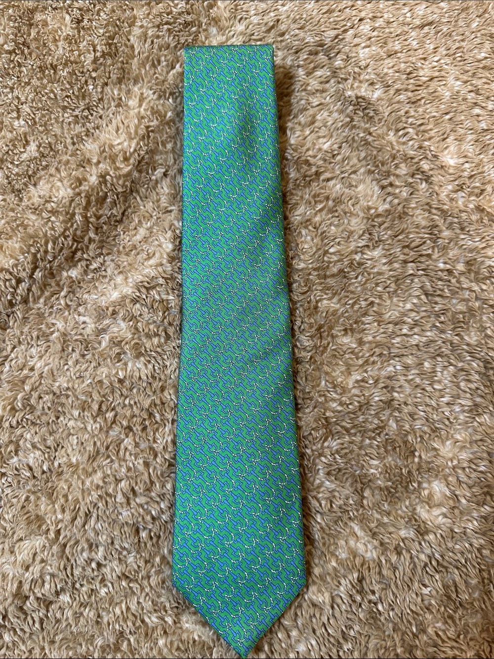 Brooks Brothers Men's Green Patterned Silk Tie
